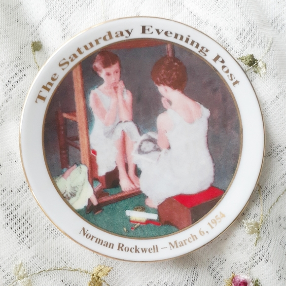 VTG Normal Rockwell Girl At the Mirror Mini Plate - Picture 7 of 8